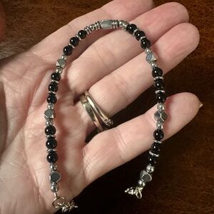 Beaded bracelet Black with Silver accents
